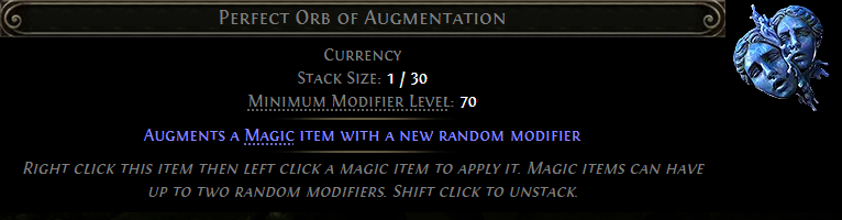 MMOJUGG Path of Exile 2 Perfect Augmentation *100 Details View of Item Function and Use